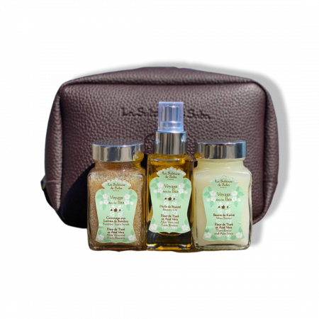 La Sultane de Saba Aloe Vera Body care kit – figos, orchidėjos – kūno priežiūros rinkinys – kūno aliejus, šveitiklis, sviestas